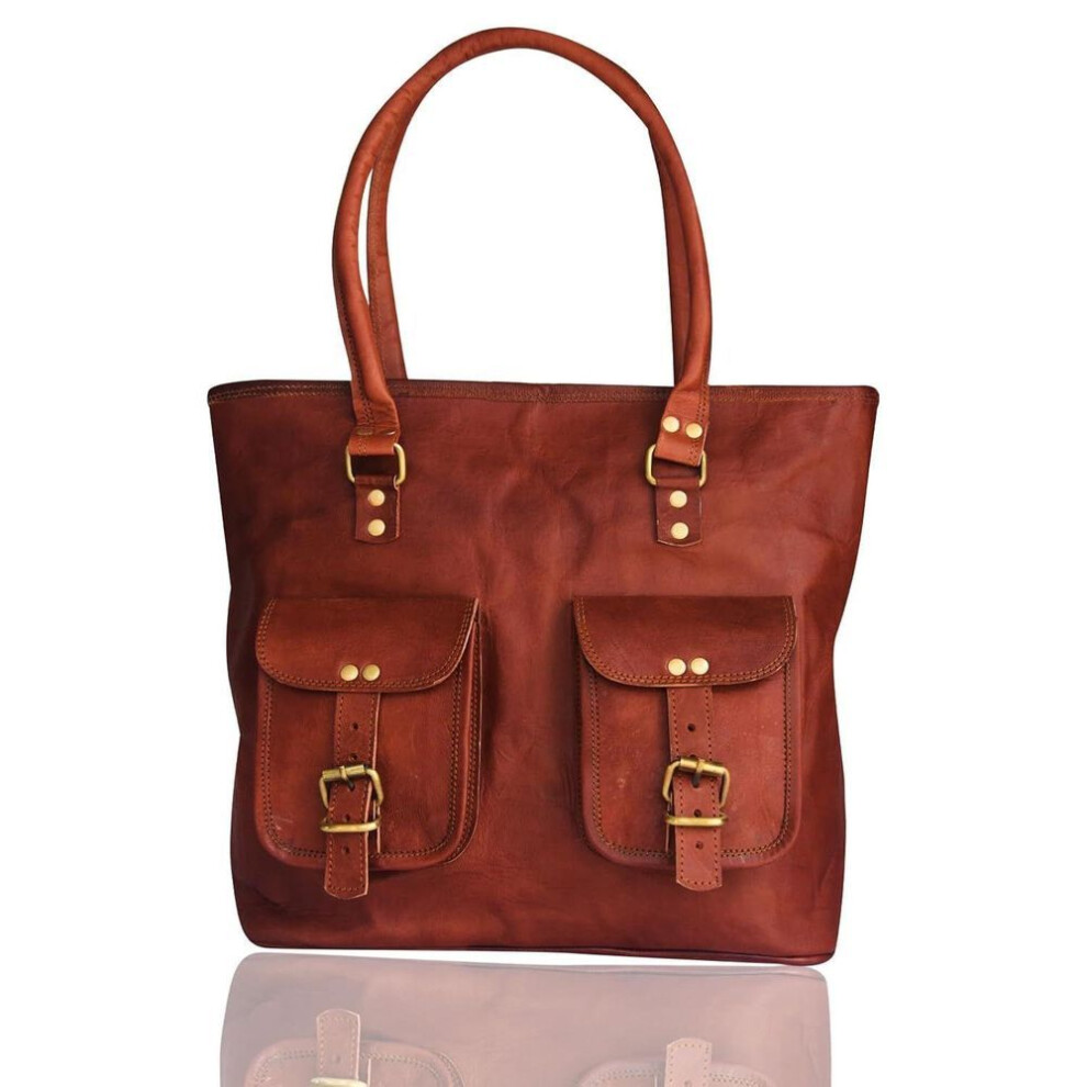 Women's Handmade Natural Goat Leather Vintage Messenger Bag Limitd Addition