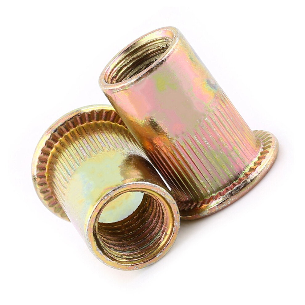 M3-M12 Carbon Steel Flat Threaded Rivet Nut Flange Rivnut Nutsert Fastener(M10x20pcs) 8031324435638