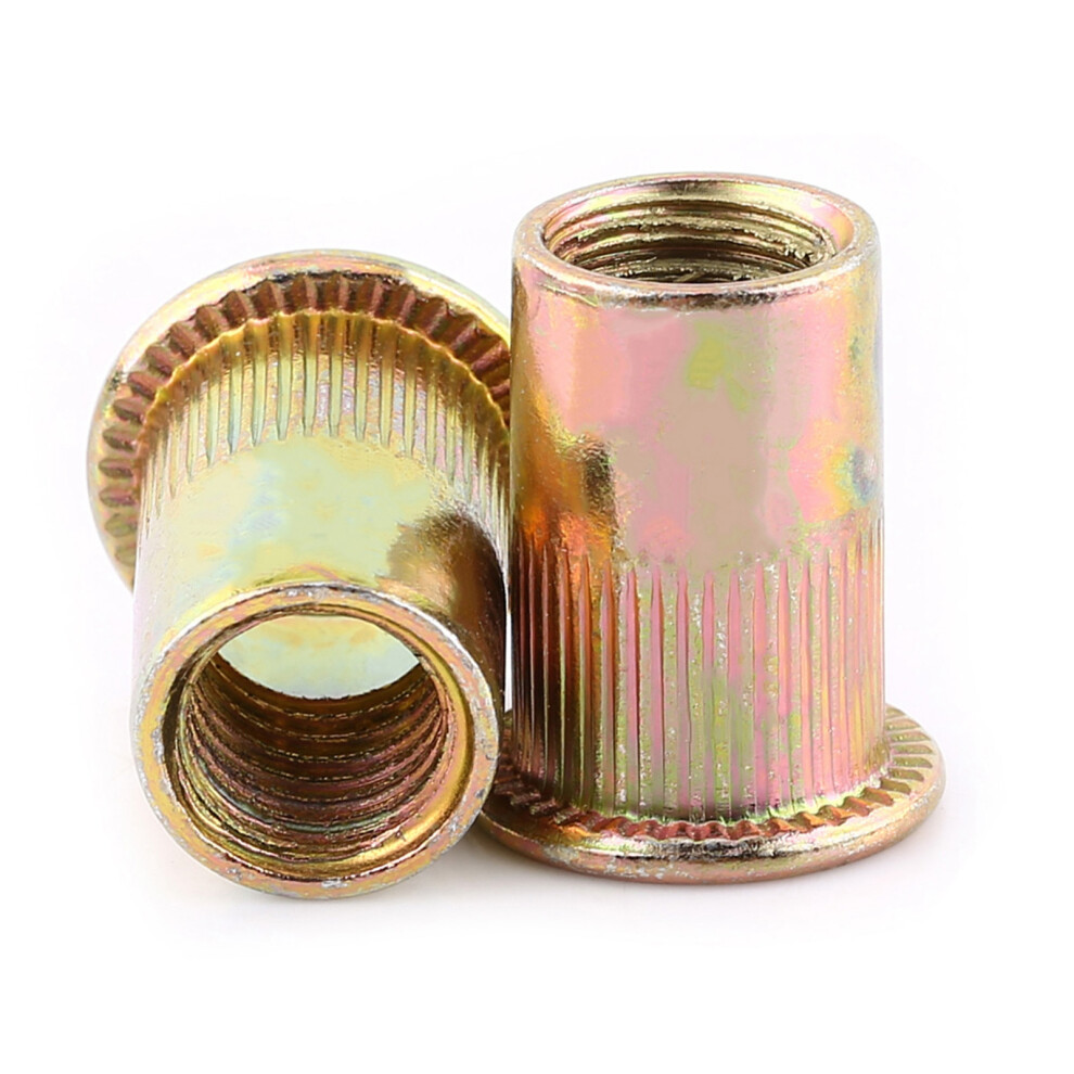 M3-M12 Carbon Steel Flat Threaded Rivet Nut Flange Rivnut Nutsert Fastener(M8x20pcs) 7891324435615