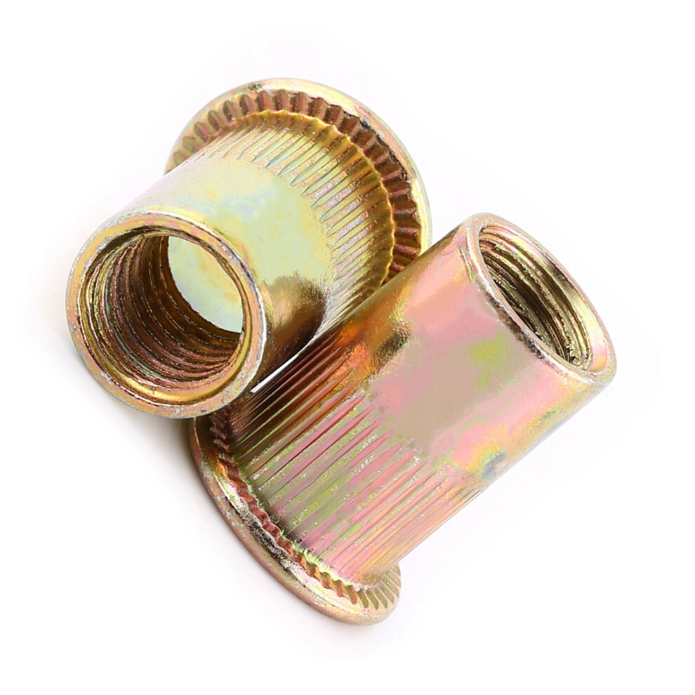 M3-M12 Carbon Steel Flat Threaded Rivet Nut Flange Rivnut Nutsert Fastener(M6x100pcs) 6951324435679