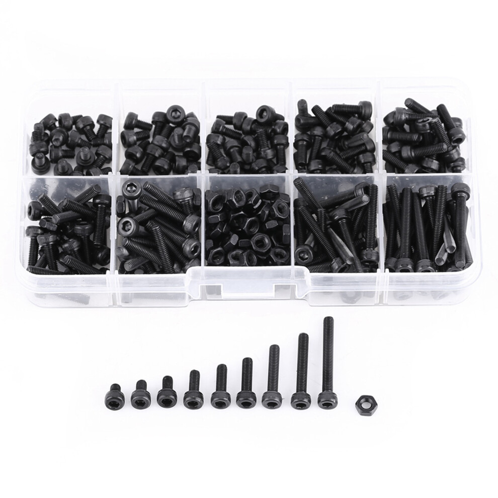 280Pcs/Box M3 Cap Head Hex Socket Bolt Screw Nut Metric Machine Fastener Assortment Set-image-OPC-PHWNK9J-NEW