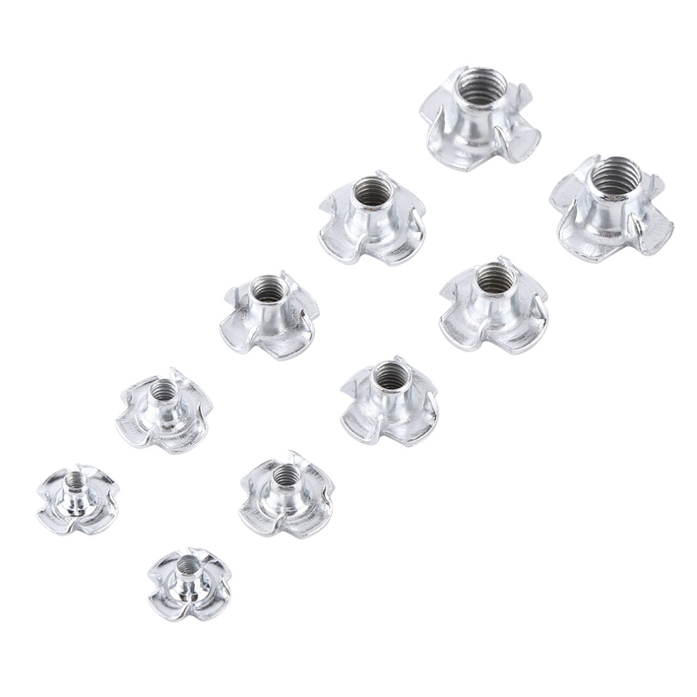 90Pcs Carbon Steel M3/M4/M5/M6/M8 Four Pronged T Nuts Blind Inserts Nut For Wood Furniture 9451324437828