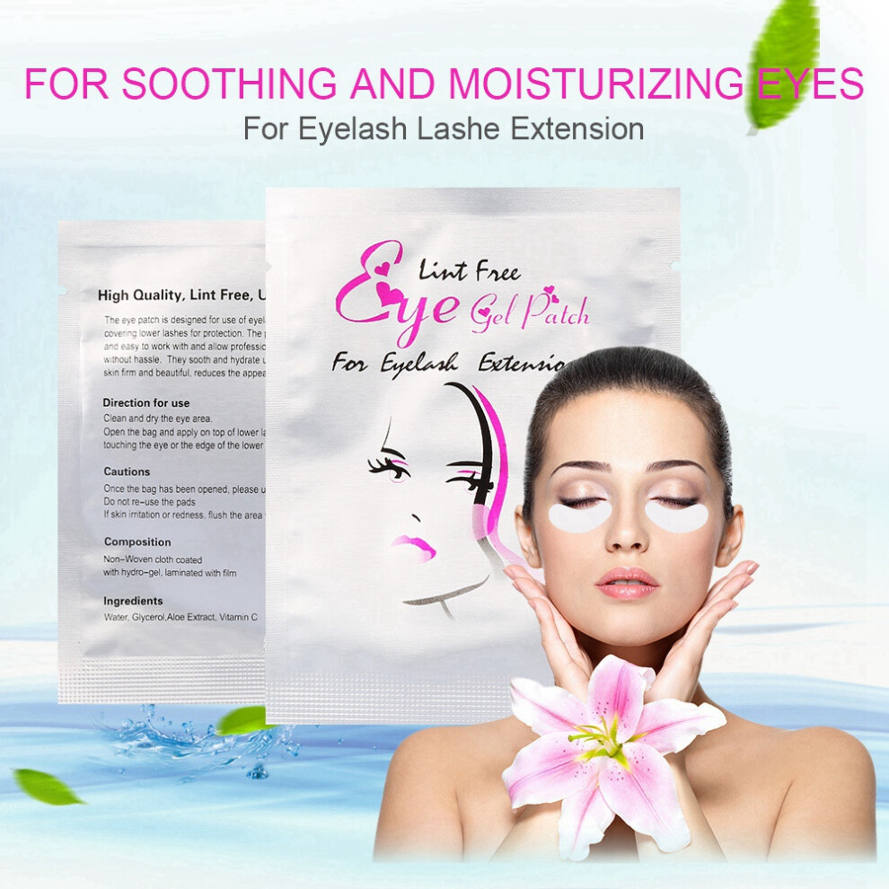 Silver 50Pairs/Set Eyelash Extension Hydrogel Under Eye Gel Lint Free Pad Patch Beauty Head