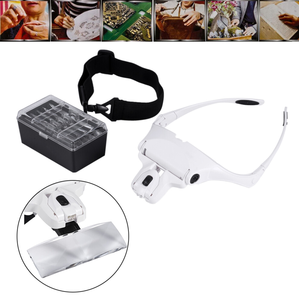 New 5 Lens Headset Magnifier With LED Lights Hand Free Magnifying Glass Eyelash Extension