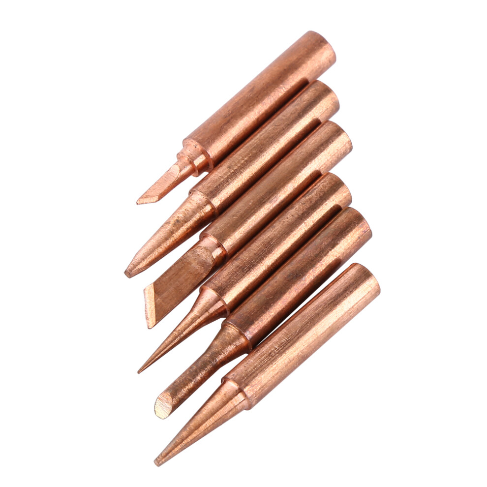 6Pcs 900M-T Copper Solder Tip Iron Tips Lead Free Low Temperature Soldering Station Tool 7681324440289