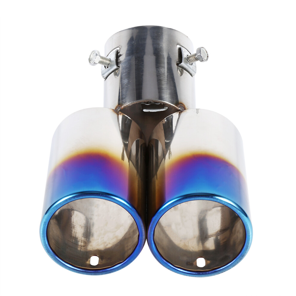 1 Pcs Universal Stainless Steel Car Rear Dual Outlets Exhaust Muffler Tail Pipe Tip Tailpipe 6901324440326