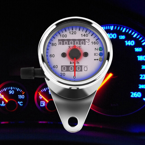 Universal Motorcycle Odometer Speedometer Gauge Signal KM/H Silver 2