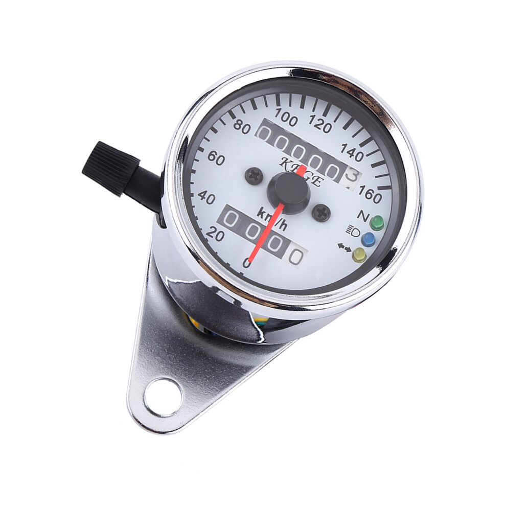 Universal Motorcycle Odometer Speedometer Gauge Signal Km/H Silver 5011324440040