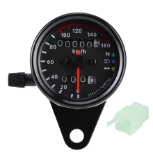 Universal Motorcycle Odometer Speedometer Dual Reading Signal KM/H Black