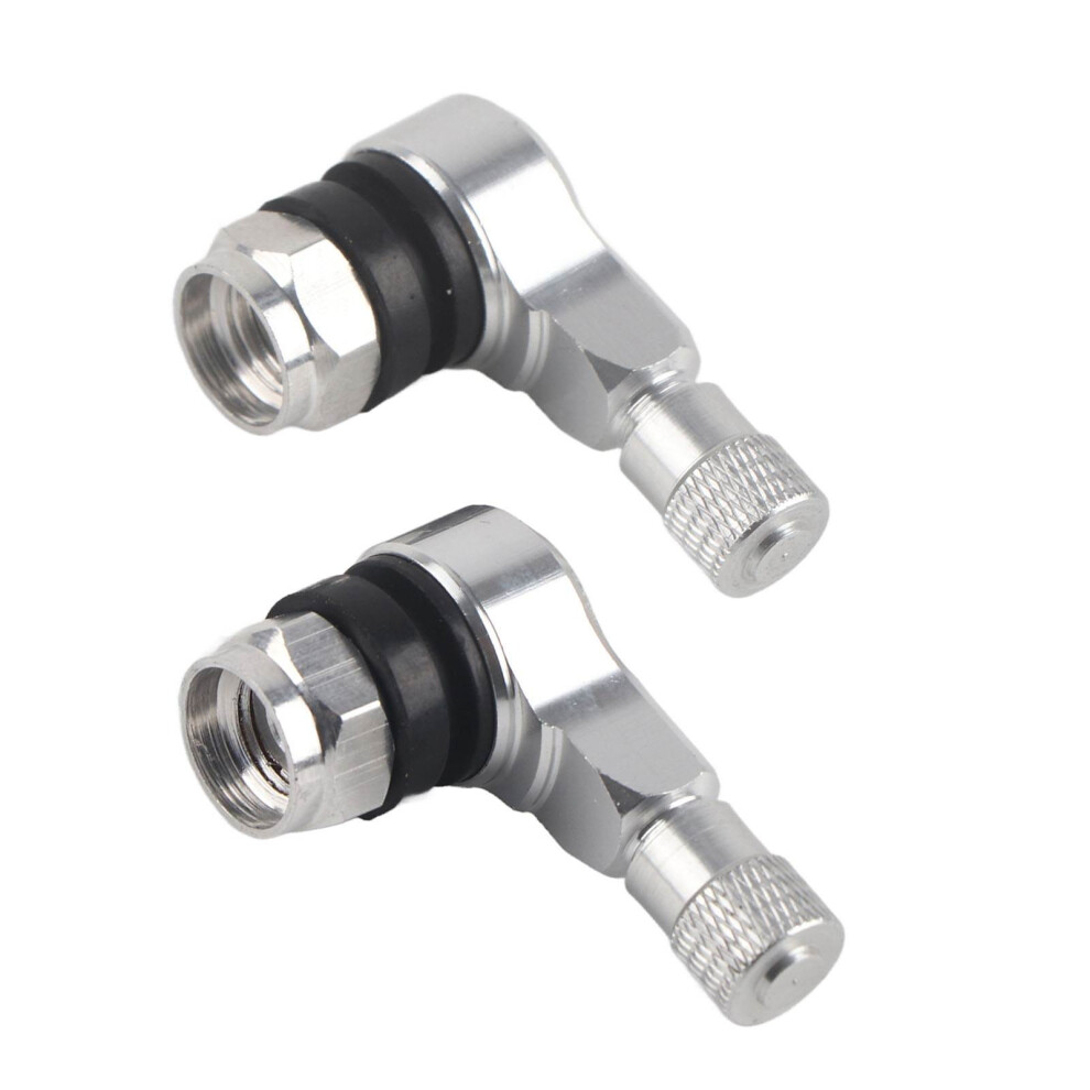 2Pcs 11.3Mm Universal Motorcycle Aluminum Wheels Tire Valve Stems Caps 90 Degree Silver 8441324441520