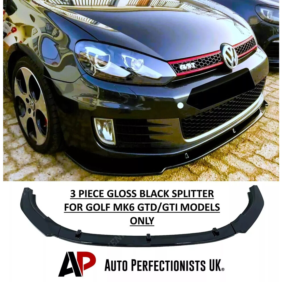 For Vw Golf Mk6 Gtd Gti Gloss Splitter Spoiler Lip Body Kit 2008-2013 5061072660900