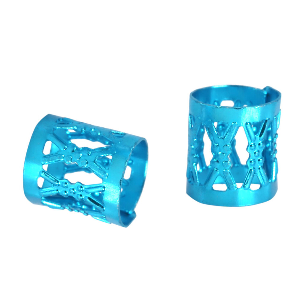 Blue 100Pcs/Bag New Colorful Hair Braiding Beads Rings Cuff Decoration Tools Accessories(Blue)