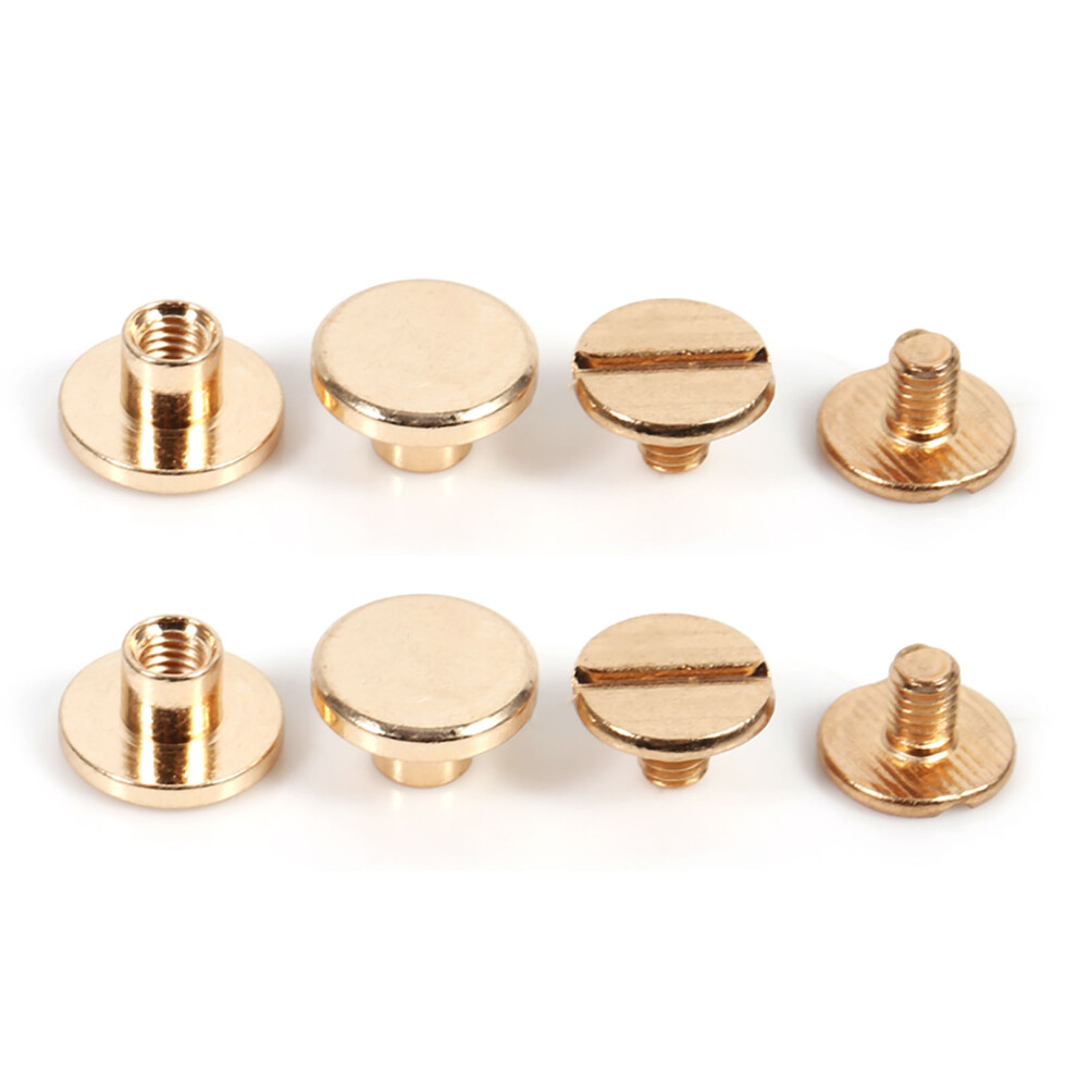 10Sets 5/6.5/8Mm Solid Brass Button Stud Screw Nail Screwback For Leather Rivet Belt Diy Gold 4691324445040
