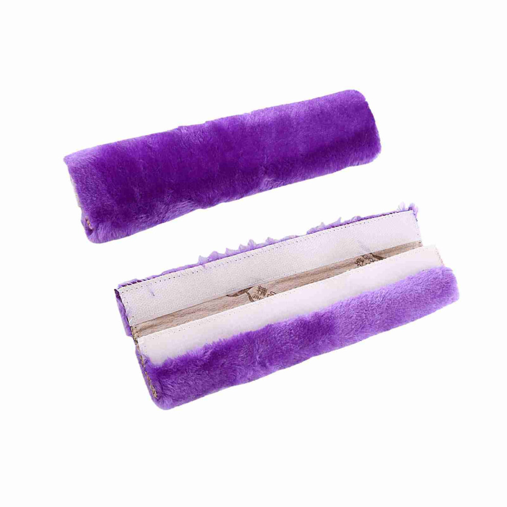 2Pcs Plush Car Safety Seat Harness Cover Strap Wrap Belt Soft Shoulder Pad Purple 7891324445904