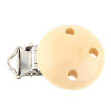 10 Stück Natürlicher Holzbaby-Schnullerkette mit 3 Löchern, 4,4 x 3 cm