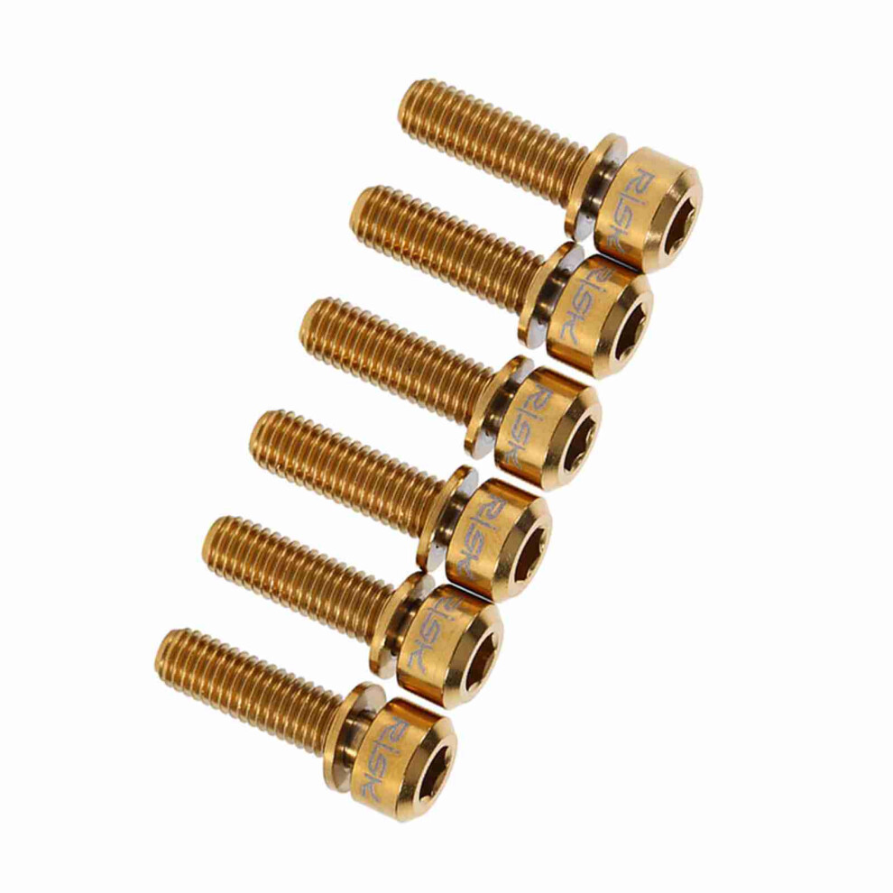 6Pcs M5 X 18Mm Titanium Stem Bolt With Washer Replacement For Bicycle(Golden) 6951324451624