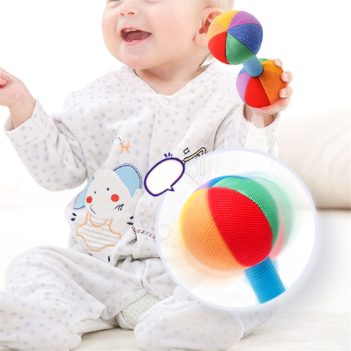 2PCS Grasp Training Dumbbell 0-1 Year Old Baby Auditory Perception Chewable Sand Hammer Rattle Toy 2