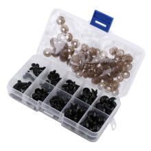 Schwarze Kunststoff-Spielaugenschrauben 100 Stück 6-12mm mit Dichtung für Puppen, Dolls & Bastelarbeiten