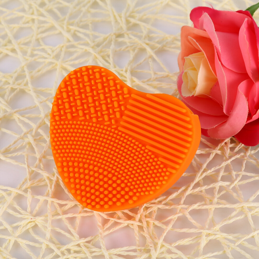 Orange Makeup Brush Cleaner Silicone Makeup Beauty Clean Cleanser Board Washing Scrubber (Orange)