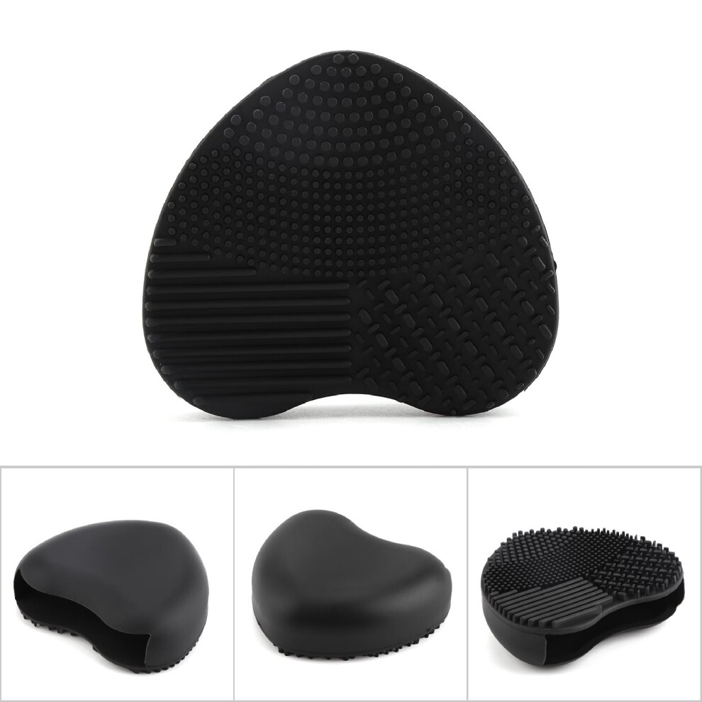 Black Makeup Brush Cleaner Silicone Cosmetic Foundation Powder Remove Board Washing Scrubber (Black)