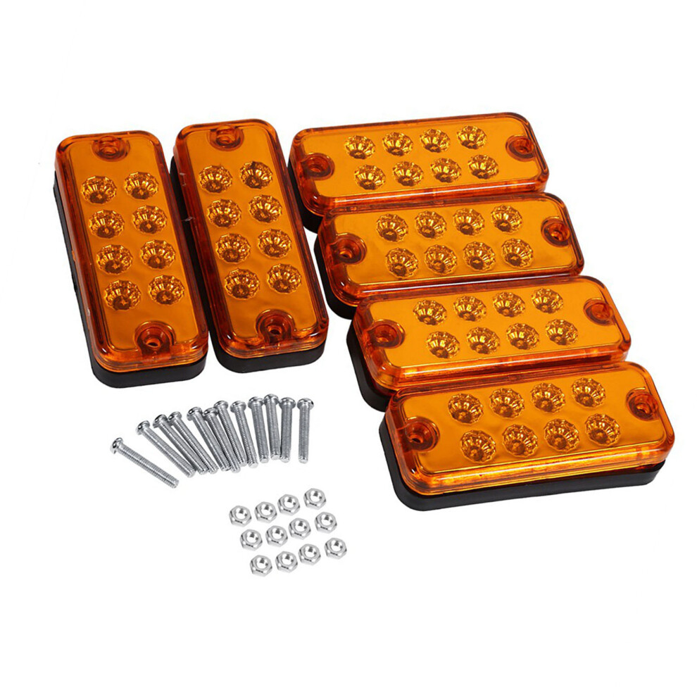 6Pcs 8 Led Clearance Side Marker Indicator Lamp Truck Trailer Lorry Light/Yellow 4671324452620