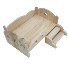 Houten speelbed voor poppen, universeel poppen DIY mini kinderdagcadeau (kitten)
