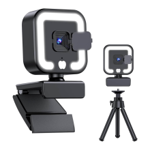 4K-webkamera mikrofonilla ja täytevalolla, HD-autofokus tietokonekamera PC:lle, kannettavalle ja pöytäkoneelle videopuheluihin
