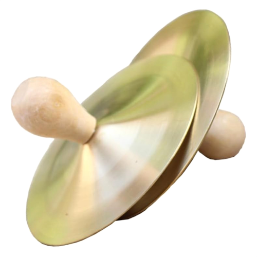 1 Pair Brass Cymbals with Knobs Finger Wood for Dancer Party Percussion Instrument 1