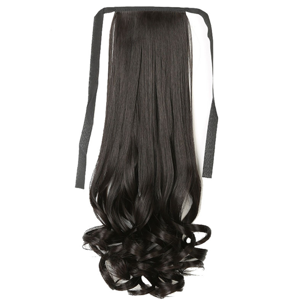 58Cm Damen Lange Lockige Haar Krawatte PerüCke Pferdeschwanz Birne BlüTe Stil GroßE Gewellte Realistische A-image