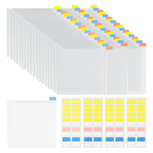 60 peças de armazenamento de papel 6x6 polegadas, capas plásticas transparentes com 120 abas adesivas de índice para scrapbooking e cartolina 1