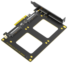 Dvojitý U.2 SSD na PCIe 4.0 x8 adaptér, podpora dvou U.2 SSD, softwarové ovládání, bez funkce dělení PCIe