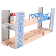 Trilhos de trem de madeira, conjunto de brinquedos ferroviários, ponte de dois andares, acessórios, modelo de viaduto, presentes infantis