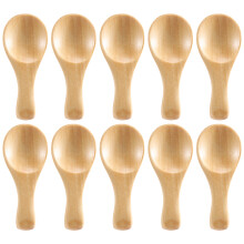 Short Handle 10 Packets of Small Wooden Spoon, Perfect for Jars Jam, Spices, Condiments, Seasonings, Sugar, Honey, Coffee, Tea, Mustard, Ice Cream, M