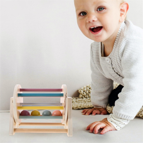 Vorschule Musical Drum Rolling Tummy Rainbow Prop Infant Holz Roller Modellierung 2