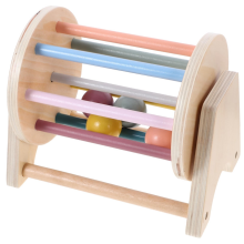 Muzikale trommelrol voor kleuters, buik- en regenboogrekwisiet voor baby's, houten rolmodellering