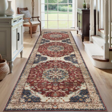 (80 x 150 cm (2 ft. 6 in x 5 ft.), Red Floral) Traditional Kitchen Hallway Runner Rugs Non Slip Large Door Mats Floor Carpets