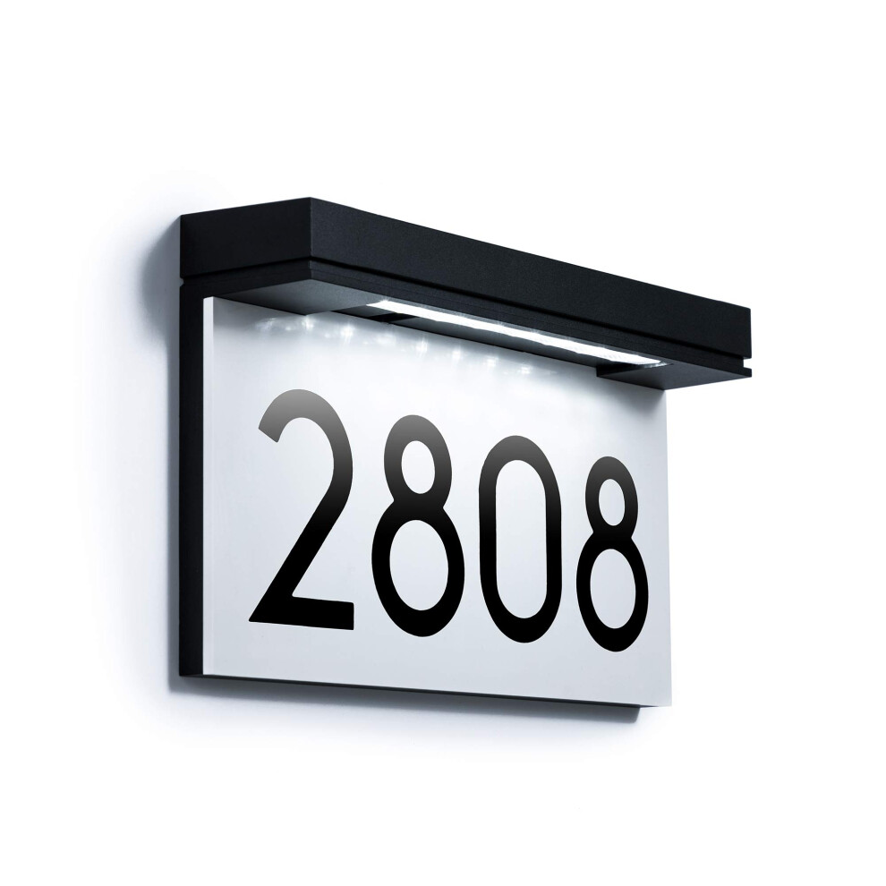 Plaques d'adresse a energie solaire, numero de maison pour l'exterieur, panneau d'adresse LED exterieur etanche, lumiere du jour 6  000 K, blanc