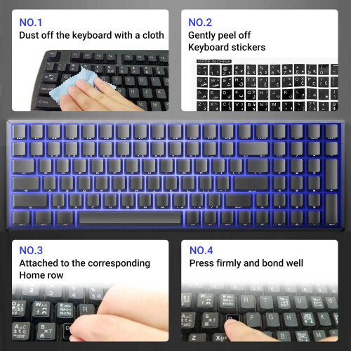 Adesivo de teclado árabe inglês com letras brancas, decalque preto para laptop e PC 2