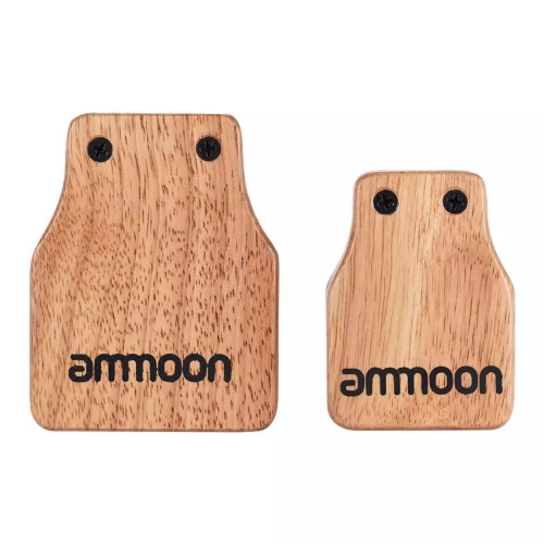 ammoon Large & Medium 2pcs Cajon Box Drum Companion Accessory Castanets for Hand Percussion Instruments 2