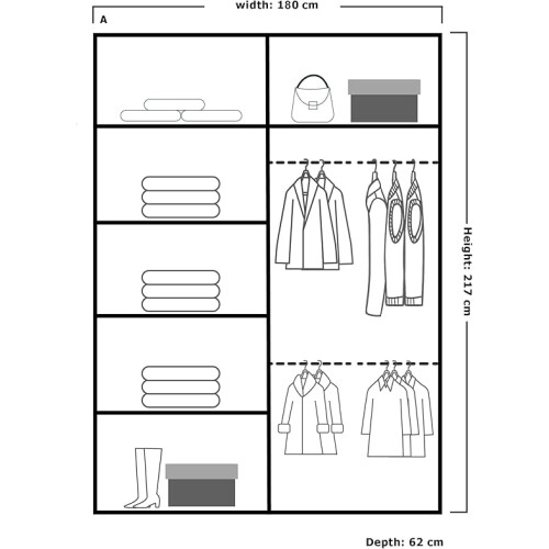 (180cm,Black) Modern Sliding Wardrobe with Mirror-Door 2