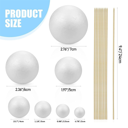 Planet Model Crafts 28 Mixed Sized Polystyrene Spheres Balls 1