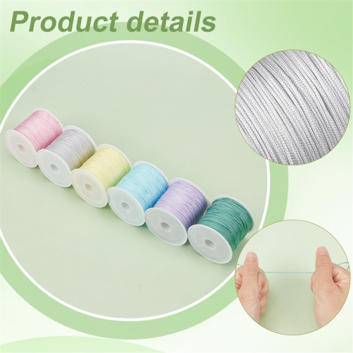 300 Yards 0.8mm Nylon String for Bracelets, 6 Colors Braided Thread 1