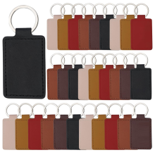 30-teiliges Schlüsselanhänger-Set aus Leder, rechteckige Schlüsselanhängerrohlinge aus PU-Leder