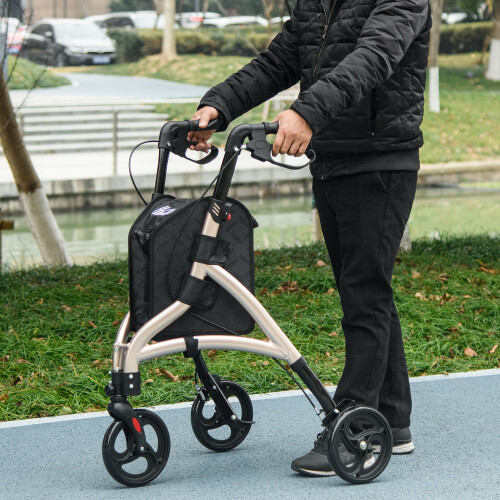 Homcom HOMCOM Lightweight Aluminium 3-Wheel Rollator with Adjustable Handle Storage Bag