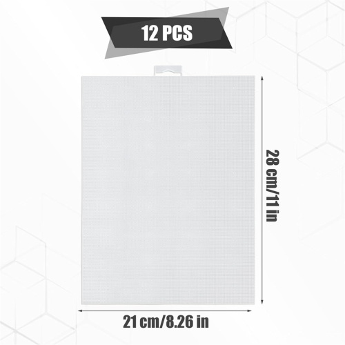 12Pcs 14 Count Plastic Mesh Canvas Sheets, Canvas Plastic Grid Sheet 1