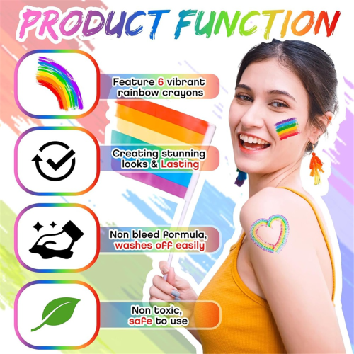 Face Body Paint Kit Rainbow Makeup Stick for Celebrations A 2