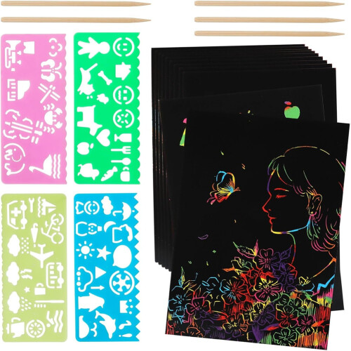 Kratzpapier-Kunstset, schwarzes Bastelset für Partygeschenke 2