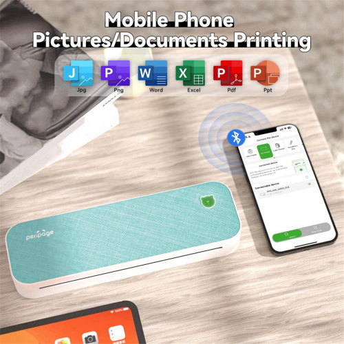 A4 Thermal Printer Wireless Bluetooth Inkless Printing Blue 1