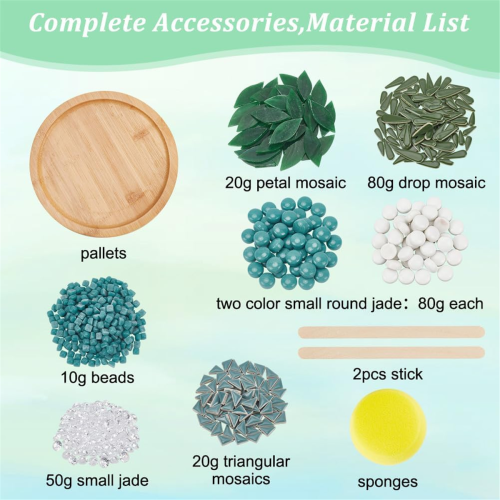 DIY Ceramic Mosaic Kit Floral Mosaic Bamboo Coaster Set 2