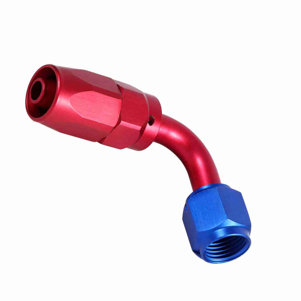 An6 Racing Oil / Fuel Line Hose End Swivel Male Fitting Adapter Color 90 Degree Blue/Red 7891324457808